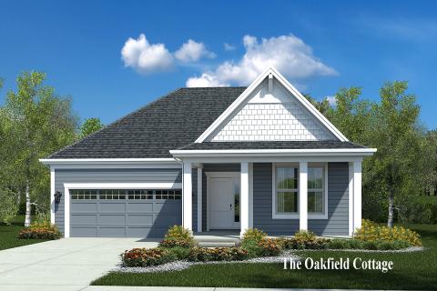 Custom Oakfield Ranch with Cottage Style elevation 
