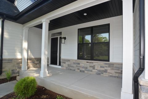 Front porch with stone water table
