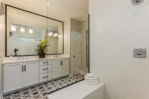 o	Chestnut Hill - owners suite bathroom with custom tile floor