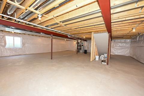 Basement of Oakfield Ranch home with Nantucket elevation and three car garage for sale in Saint Charles Illinois 