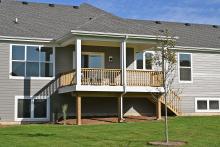 A covered porch option shown on a St. James plan with a look-out basement